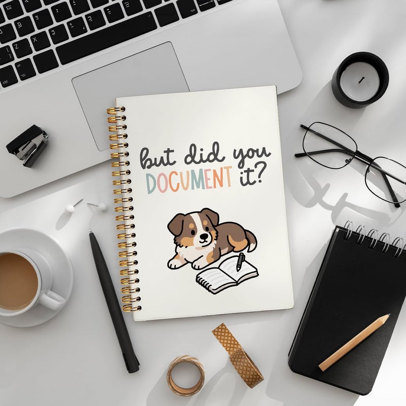 WLIANG Funny Australian Shepherd Notebook Journal Gifts for Women & Men, Australian Shepherd Gifts Notebooks for Women, But Did You Document It Hardcover Spiral Notebook 5.5x8.3 Inch - Image 5